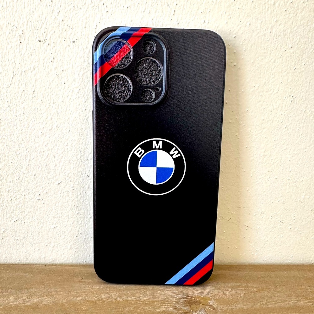 BMW Black Phone Case with Red and Blue Stripes